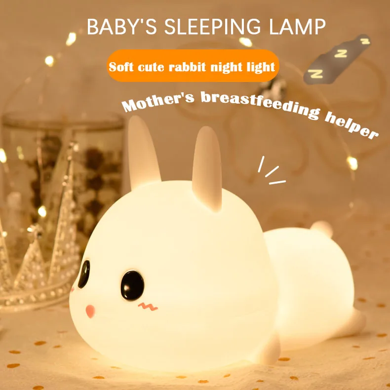 

Светодиодный маленький светильник с Usb-разъемом, силикагель с милым маленьким Кроликом, сон с ПЭТ-бочом, креативный подарок на день рождения...