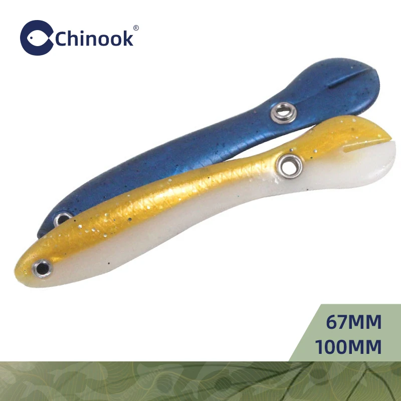 Приманка Chinook, мягкие приманки, бионическая ловушка 67 мм/100 мм, хвостовая приманка, искусственная приманка для ловли окуня