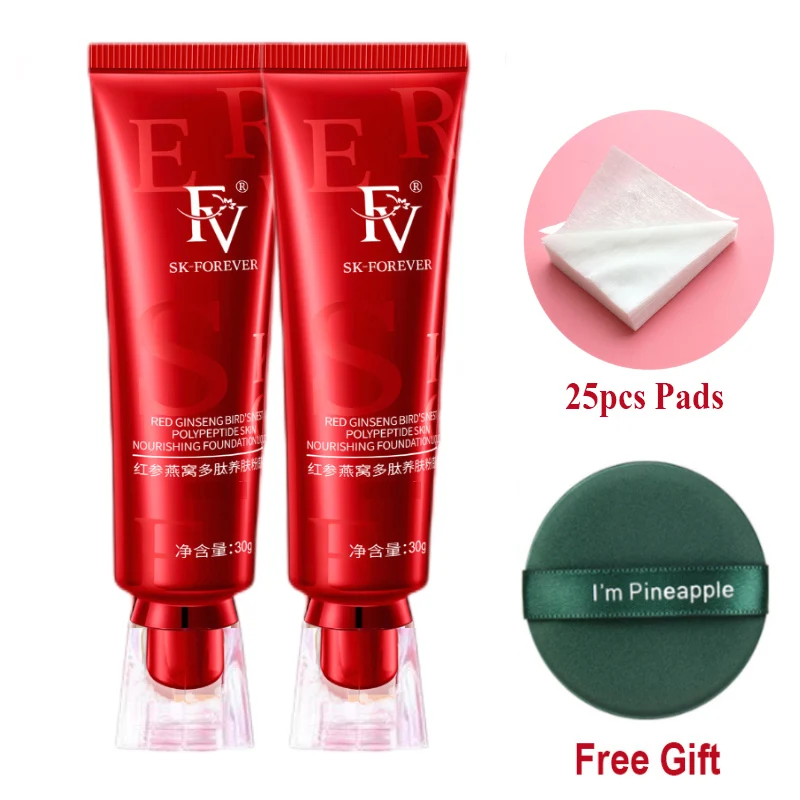 

2pcs FV Original Foundation Maquillaj Acne Concealer Base Cream Full Coverage Cosmetic With Free Gift Oil Control Facial Cover