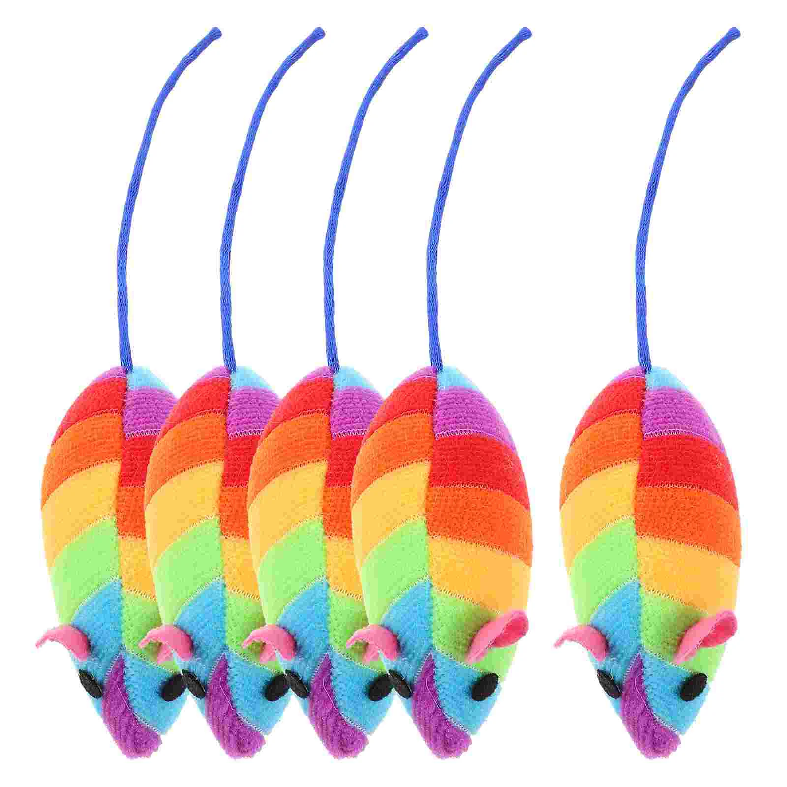 

5 Pcs Cat Toys Mice Interactive Chew Indoor Cats Catnip Plush Funny Mouse Kitten