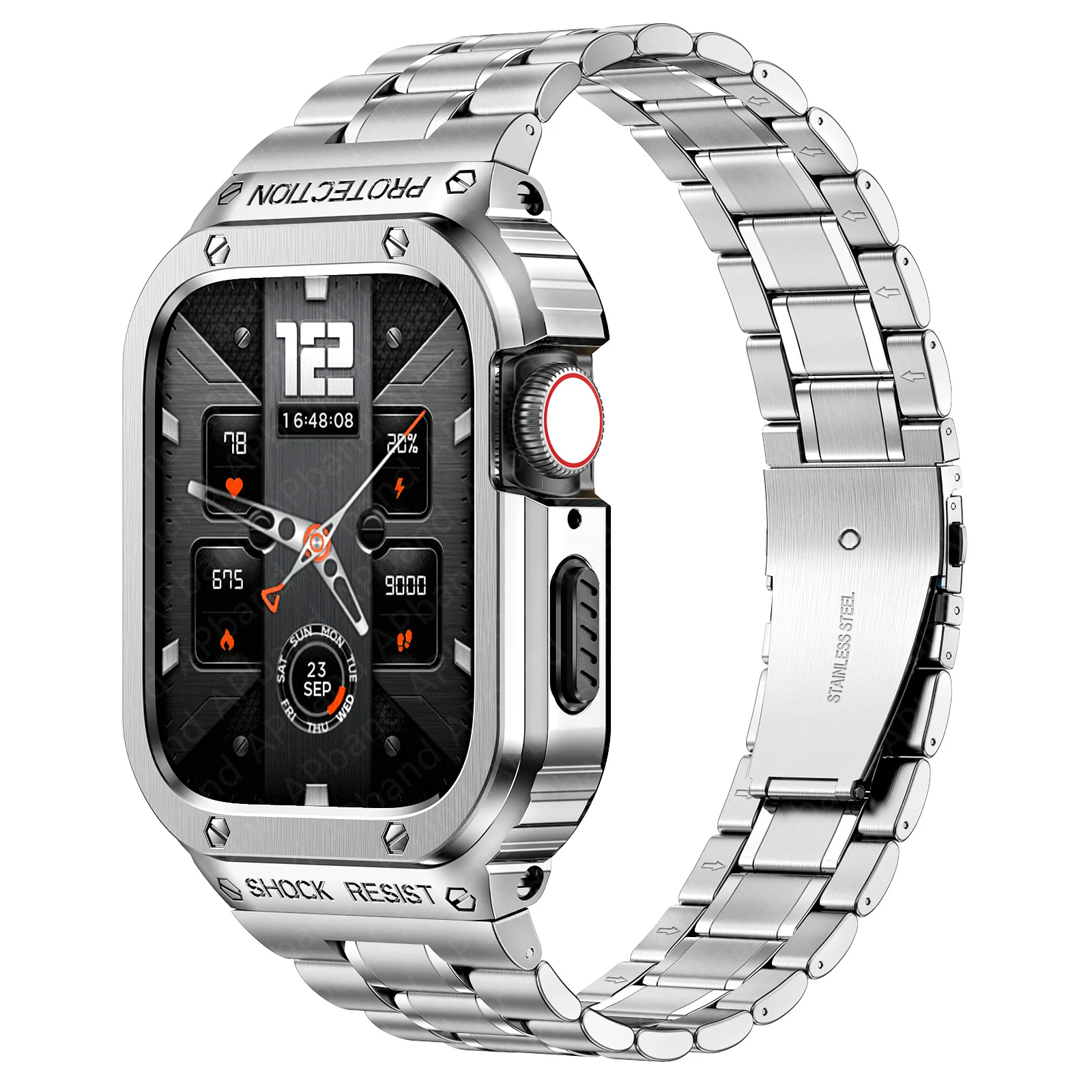 Stainless Steel Case+Strap For Apple Watch Band 45mm 44mm 45 44 mm Bumper frame Cover Accessories iwatch series 8 5 6 SE 7 Strap