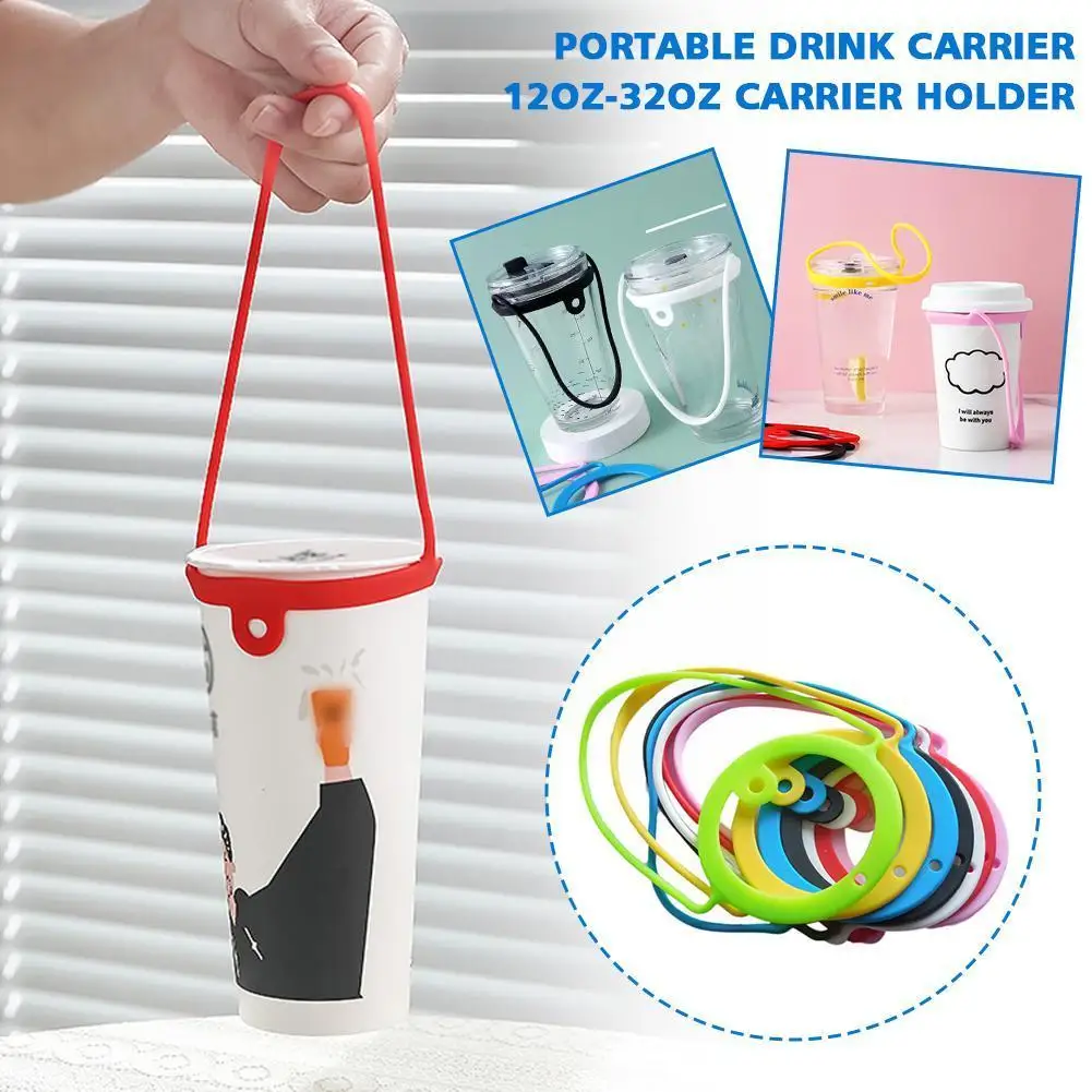 

Portable Drink Carrier 12oz-32oz Carrier Holder, Silicone Coffee Cup Carrier For Travel Coffee Mug, Cups To Go,Fits Most Cu H8F6