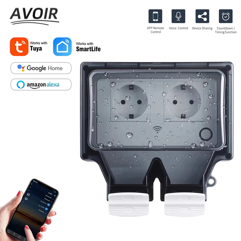 Смарт-розетка электрическая IP66 с таймером 220 В умная розетка розетки
