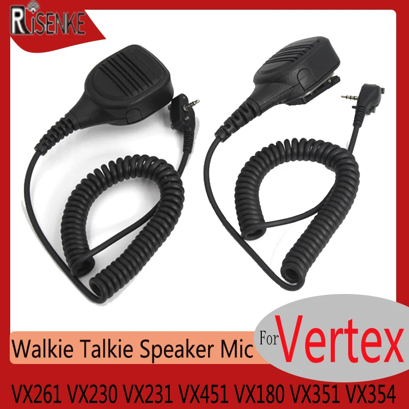 RISENKE Speaker Microphone for Vertex VX261 VX230 VX231 VX451 VX180 VX351 VX354 Radio Remote Shoulder Mic with Cable (2PCS)