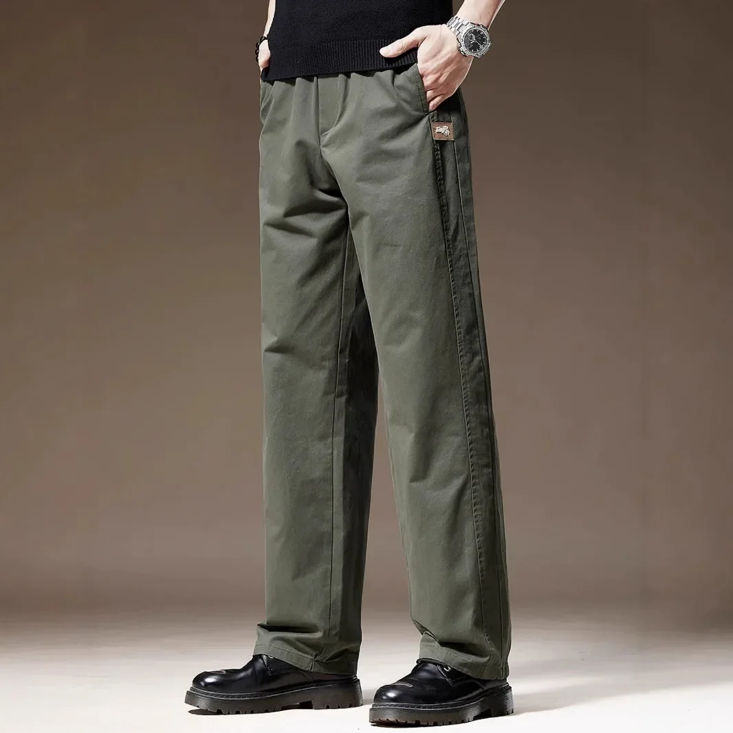 Повседневные брюки из чистого хлопка в американском стиле для мужчин свободные