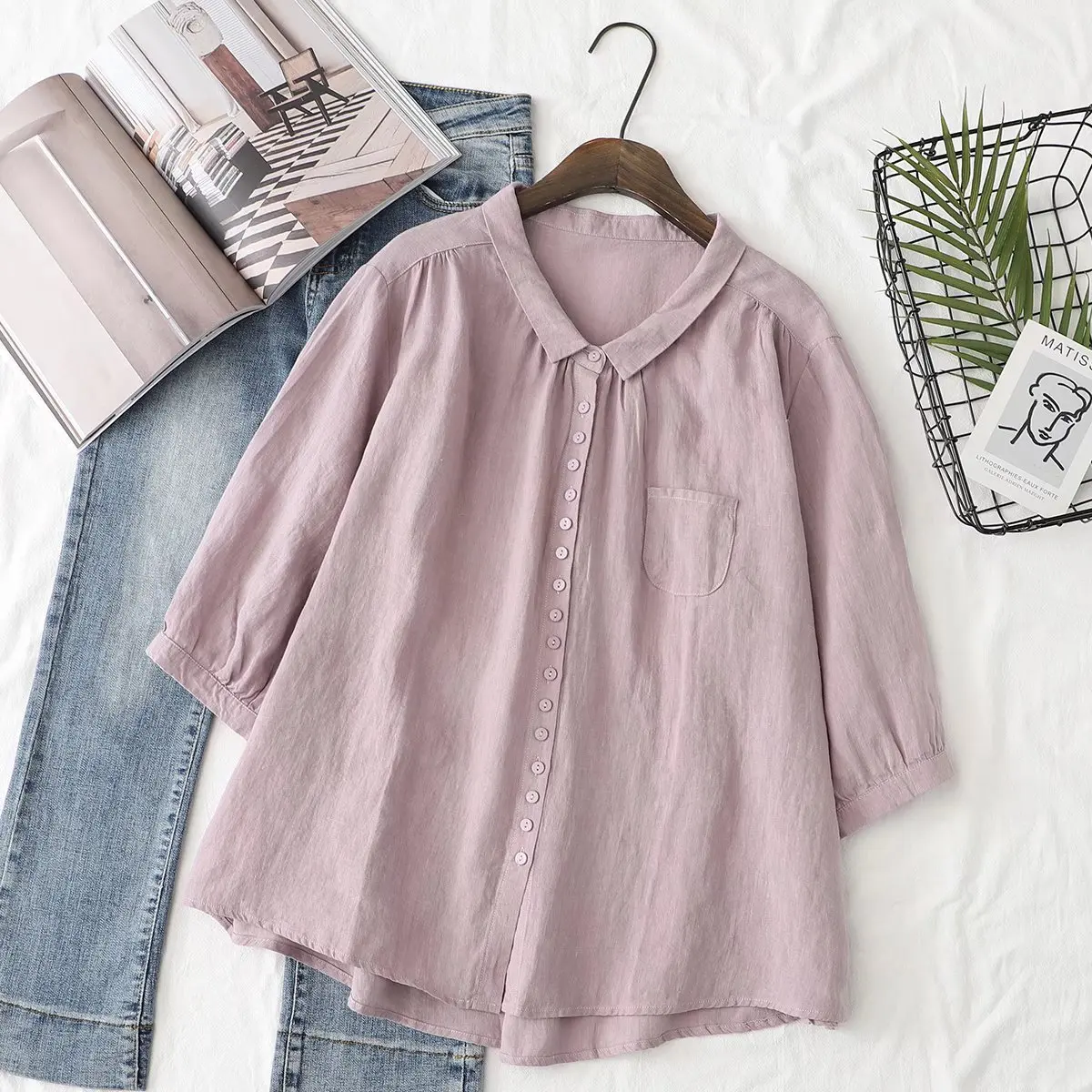 

2023 summer dress maternity linen loose casual t shirt BLACK