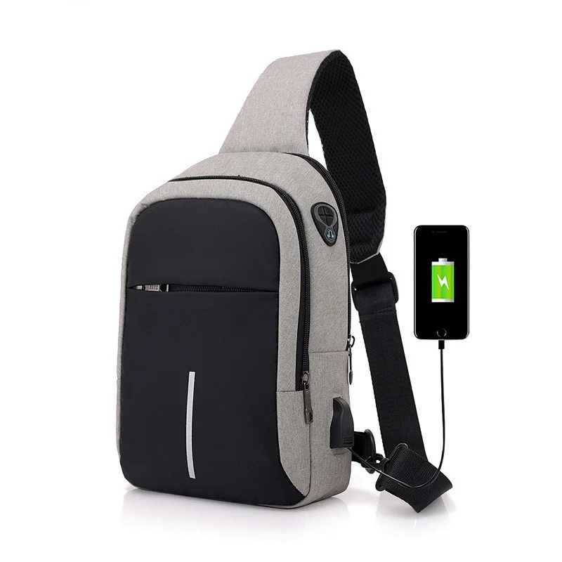 

Fengdong small usb charge shoulder bag men messenger bags male waterproof sling chest bag boy travel bagpack men cross body bags