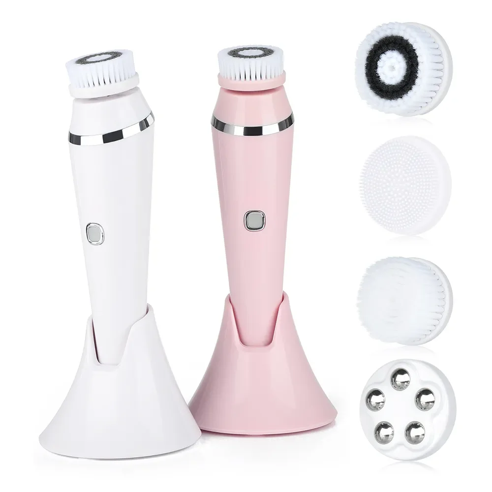 

4 in 1 Exfoliating Cleansing Electric Clean Facial Brush Face Tightening Sonic Massager Cleaner with 4 Heads Kit Face Skin Care