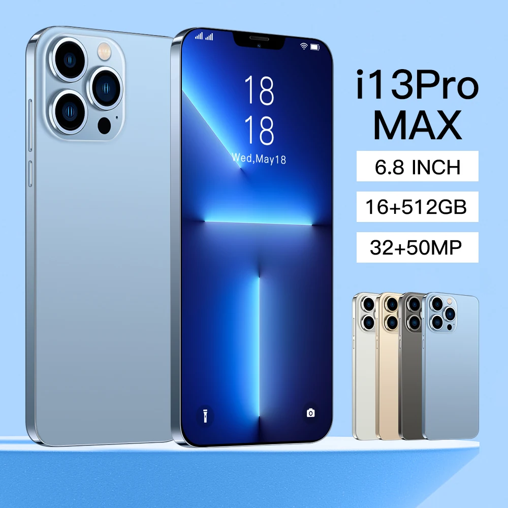 

Global Version i13 Pro Max Smartphone 6.8inch Celular 16GB 512GB 10 Core Phone Unlock 5G 6800mAh Dual Card best Cellphone