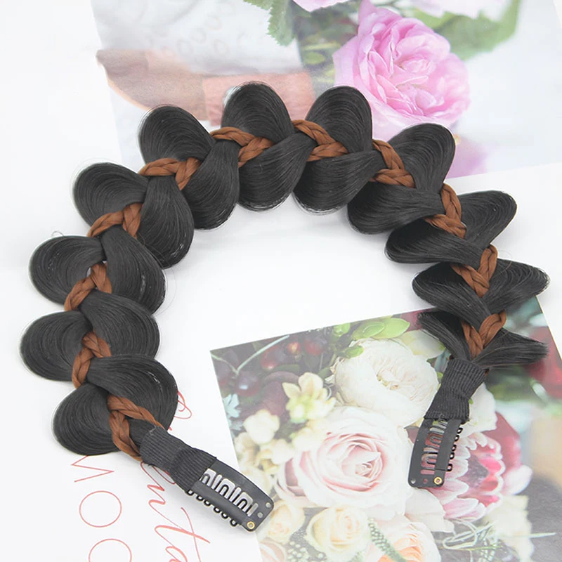 

Fashion Women Hair Band Fishbone Braid Wig Twist Braid Headband Hairpin Bohemia Non-slip Headdress Bridal Hair Accessories