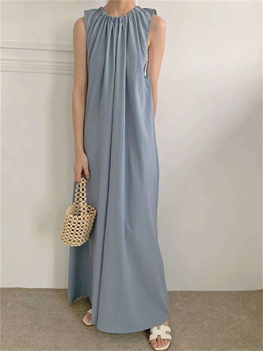 

HziriP Normcore Chic Loose Women Straight Dress Sleeveless New 2022 Summer Casual All Match High Street Office Lady Mujer Daily