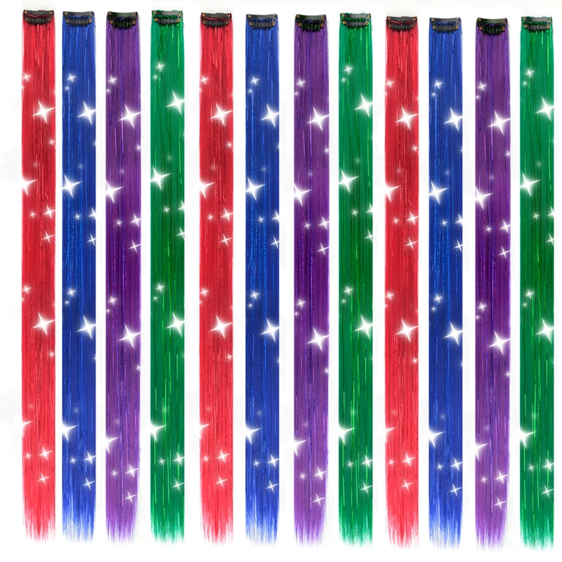 

Rainbow Sparkle Clip On Hair Extension Tinsel With Clip On Bling Hair For Synthetic Glitter Rainbow Clips In Hairpiece For Girls