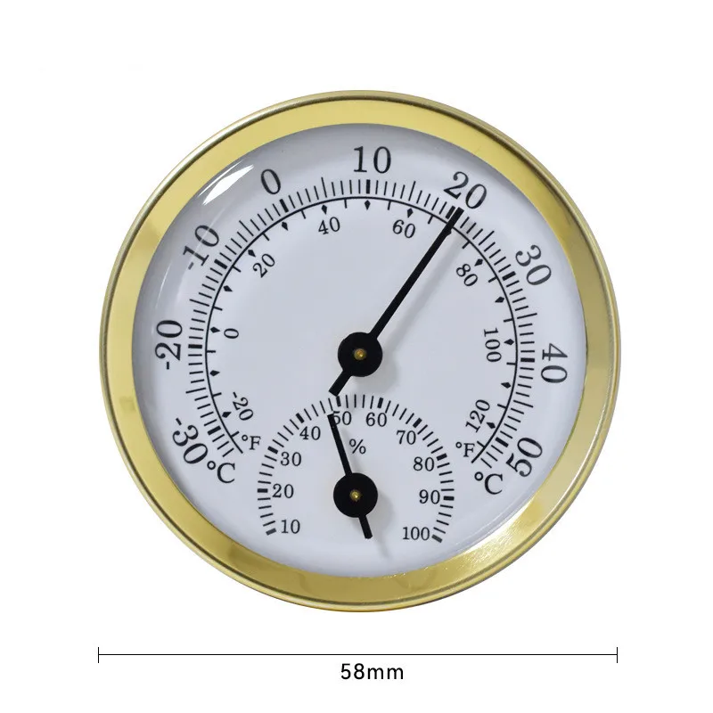 

Механический мини-термогигрометр золотой