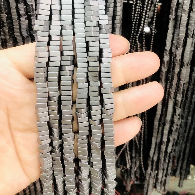 15-дюймовая бусина из натурального гематита круглая квадратная шестиугольная