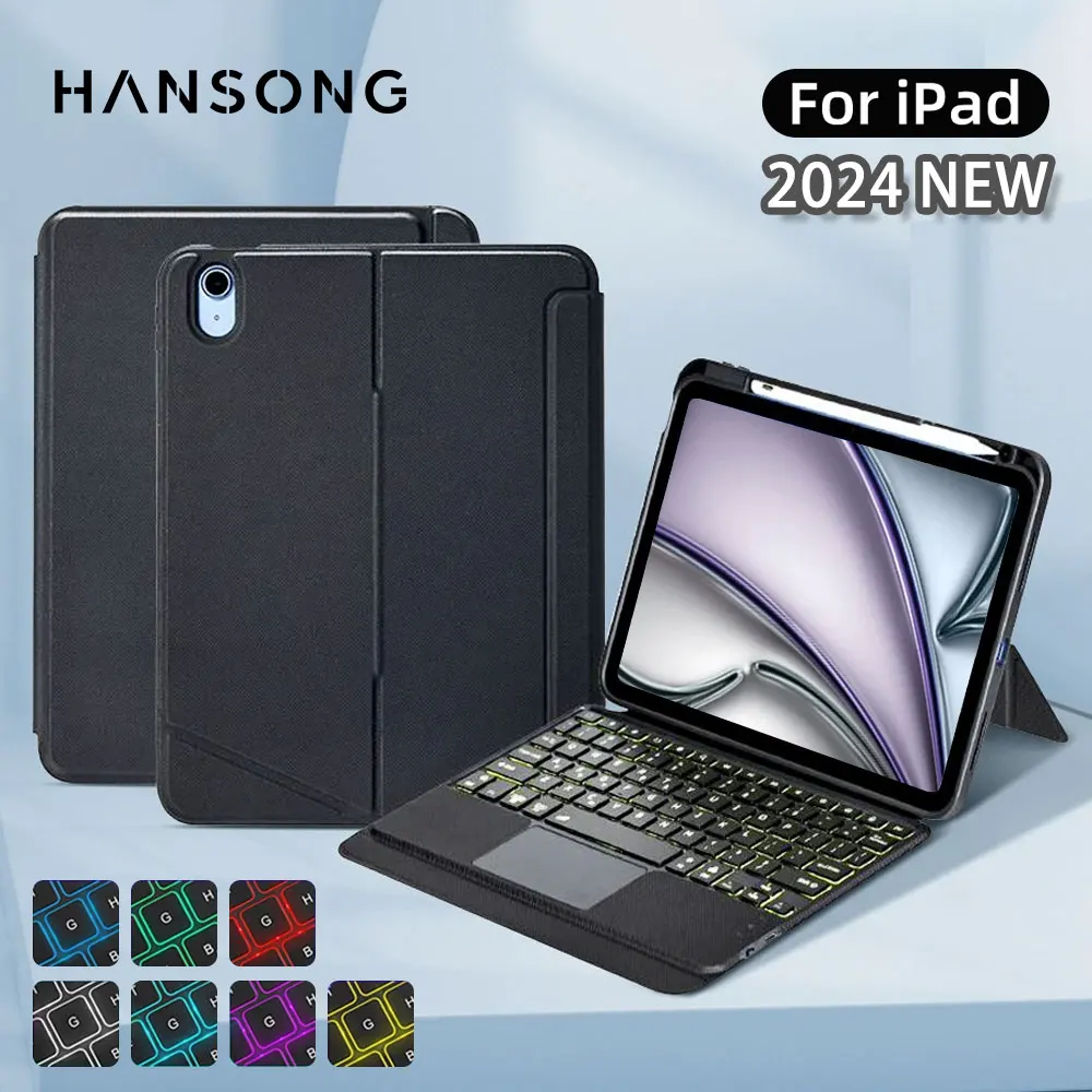 Фото Волшебная клавиатура HANSONG для iPad Air 11/13 M2 2024 Pro 11/13 M4 для Air 4/5 10,9 10th 7/8/9th 10,2 Pro 11 12,9 Mini 6, чехол для телефона №1