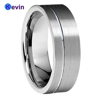 men women wedding band tungsten carbide ring offset grooved brushed finish 6mm 8mm comfort fit