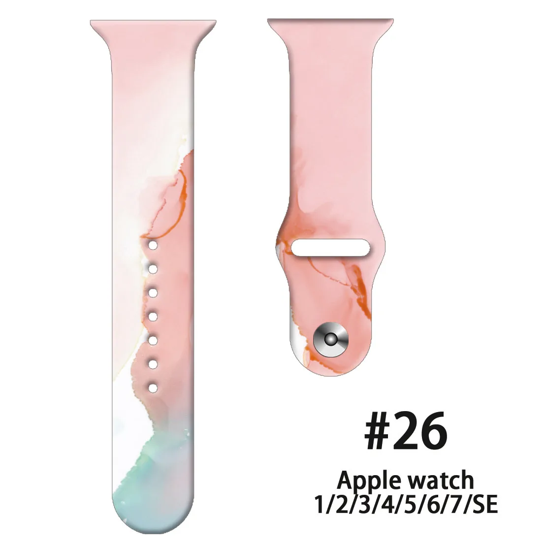 

Ремешок силиконовый для Apple Watch Band SE 7 6 5 4 3, браслет с принтом для iWatch 38 мм 40 мм 41 мм, 42 мм 44 мм 45 мм