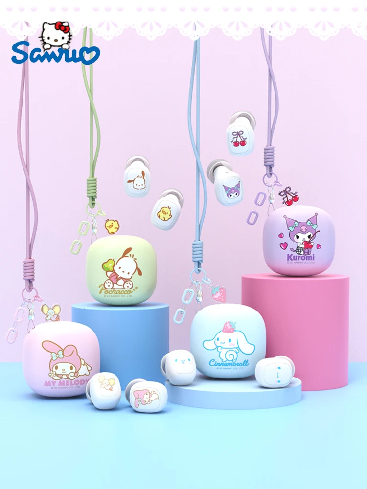 

Sanrio Kuromi Bluetooth Headphones Cute My Melody Wireless Headset Cinnamoroll Sport Noise Reduction Touch Control Game Earphone