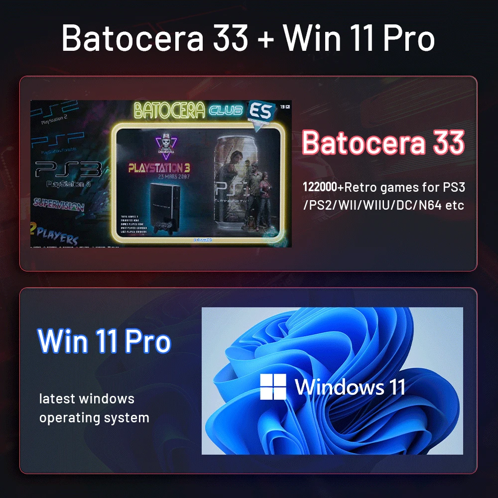Супер консоль Мини ПК Intel i9 Ретро видео игровая с 122000 + игр Batocera 33 для PS3/PS2/DC/NAOMI/MD