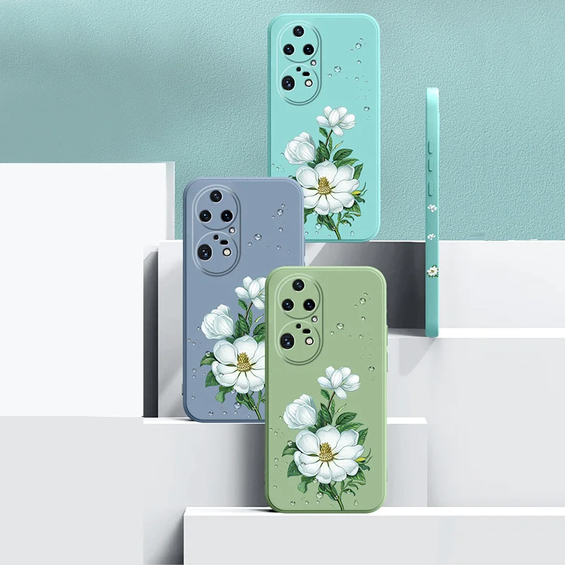 Простой чехол UIGO Gardenia карамельных цветов для телефона Huawei P50 P40 P30 Mate40Pro + 30 20 10 9, мягкий силиконовый однотонный чехол-накладка