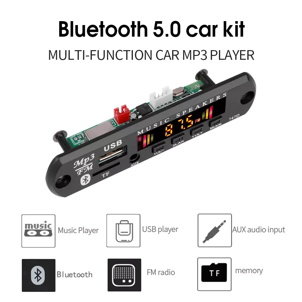 

Speaker Mp3 Player FashionableWireless Bluetooth 5.0 9V-12V MP3 WMA Decoder Board Car Audio USB TF FM Radio Module Color Screen