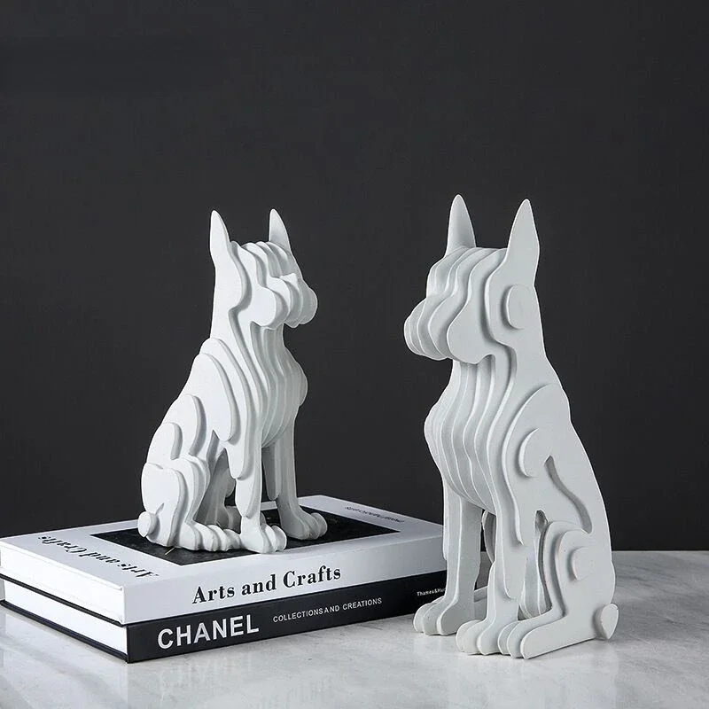 

Статуя собаки из смолы, абстрактная скульптура, украшение для дома, статуэтки из смолы с белыми собаками, декоративное животное для дома