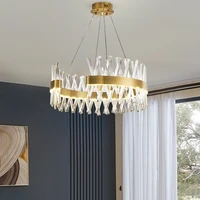 postmodern light luxury c shaped crystal chandelier living room bedroom hanging lamps restaurant cafe decor led pendant lighting