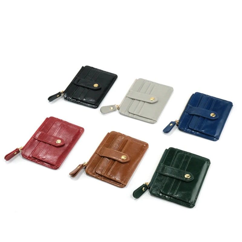 1PC Mini PU Leather Credit Card Holder Cover Zipper Hasp Women Men Small Ultra-Thin Wallet Organizer Case Package Coin Purse images - 6