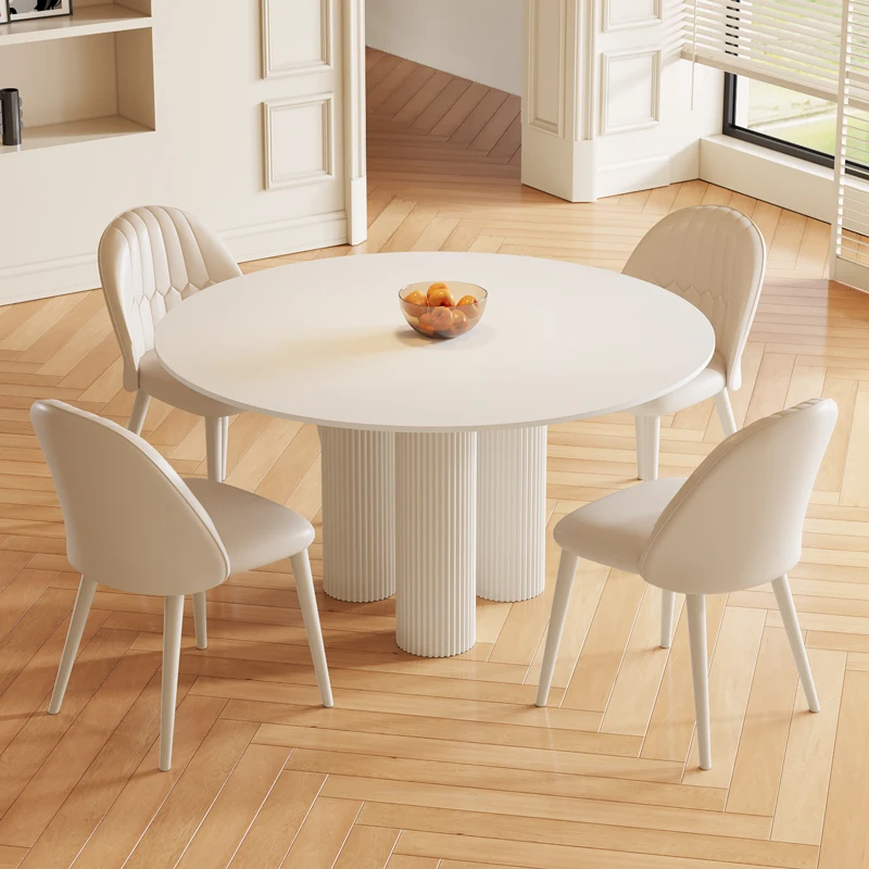 

White Small Round Dining Table Set Tray Nordic Restaurant Office Coffee Tables Computer Library Mesas De Jantar Home Furniture