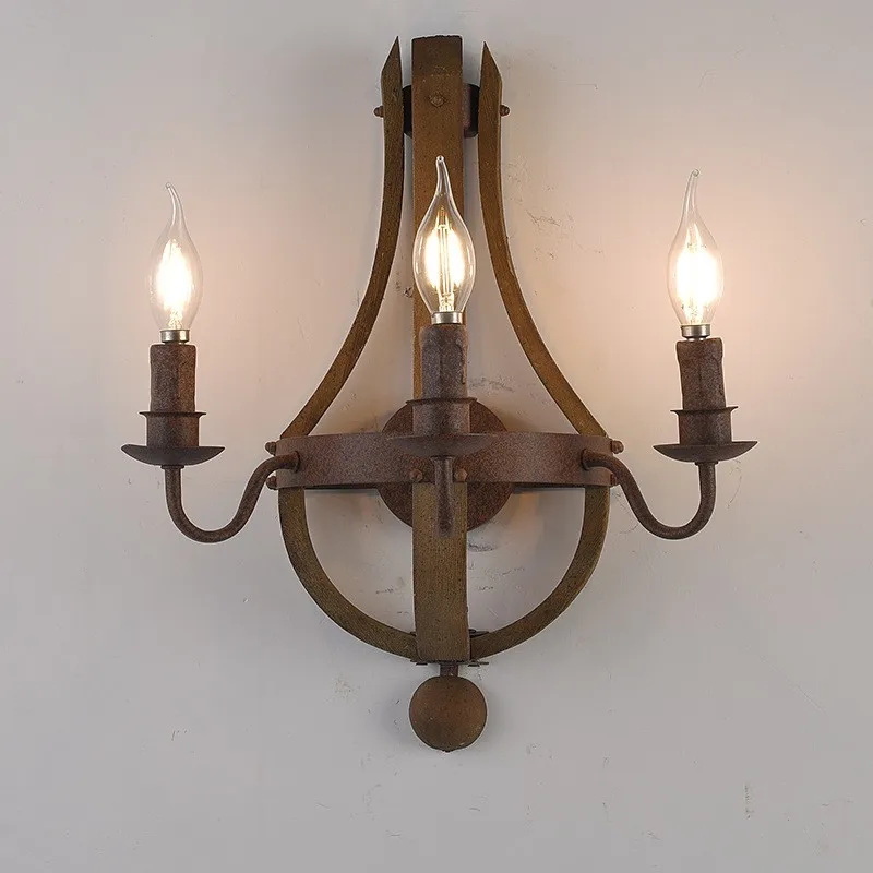 S Retro Big Wall Light Living Room Wood Wall Lamp