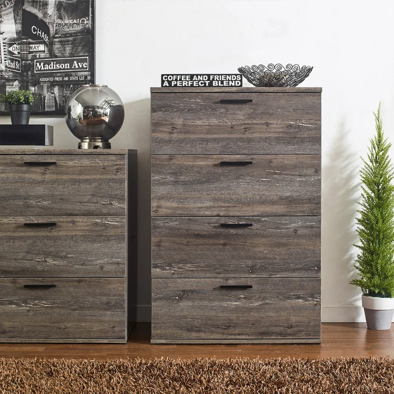 

Rural Grey Oliver Farmhouse Four Drawer Giant Cabinet Modern Style Rustic Elegant Waterproof Heat Resistant Scratch Resistant