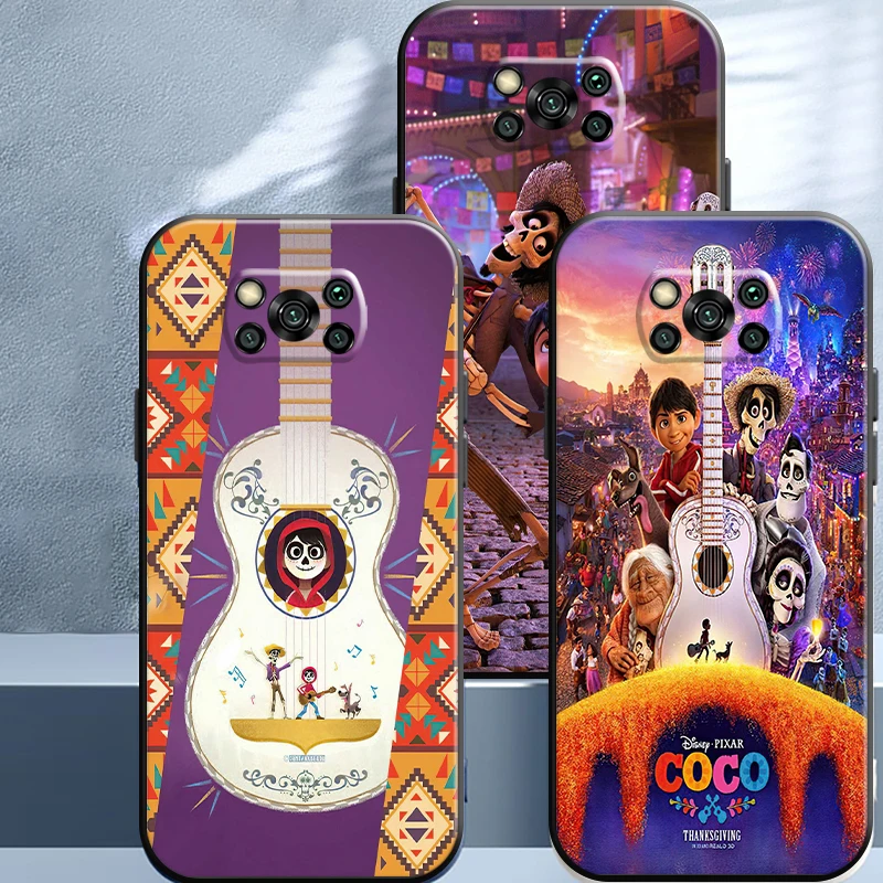 

Disney Coco Miguel Riveras For Xiaomi Poco M3 X3 Pro NFC X3 F3 GT Phone Case Black Carcasa Liquid Silicon Cover Coque Back TPU