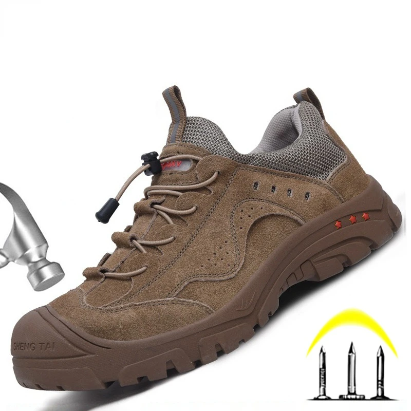

New Safety Shoes Men Work Boots Steel Toe Shoes Anti-smashing Construction Work Shoes Sneakers Indestructible Shoes Mens Boots
