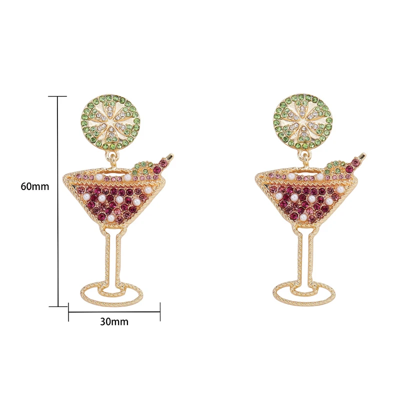Забавные летние серьги-гвоздики в виде стакана вина Женская Модная креативная