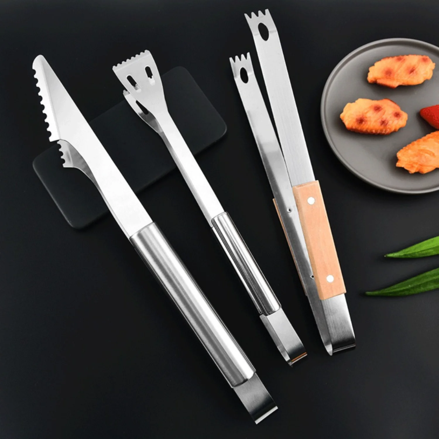 Безопасные пищевые щипцы для барбекю из нержавеющей стали фиксирующий