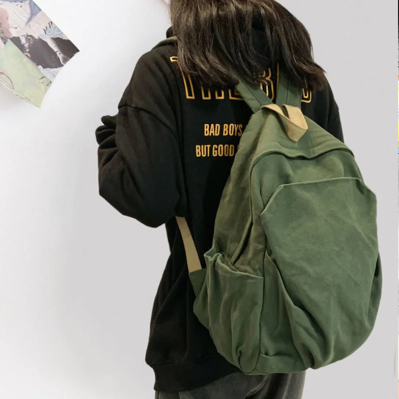

Large Capacity Canvas Backpacks For Women Korean Version Of Simple Retro Women's Backpack Bag School Bags Leisure Travel Bags