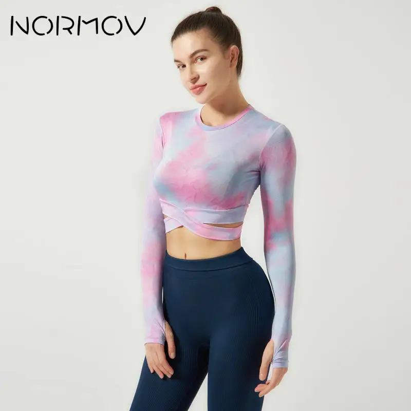 

Одежда для йоги NORMOV, женский спортивный топ с перекрестными лямками, женские рубашки, топ для фитнеса, женский сексуальный женский топ для б...