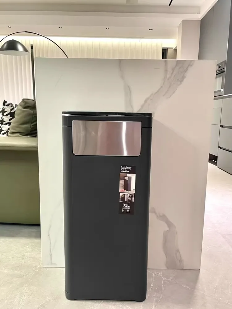 Большой бытовой кухонный мусорный бак с крышкой большой емкости гостиничный