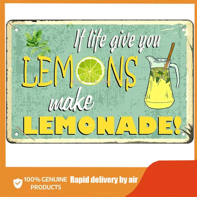 

Funny Retro Metal Tin Sign IF LIFE GIVES YOU LEMONS MAKE LEMONADE Vintage Style Bar Garage Hotel Diner Cafe Home Iron Mesh