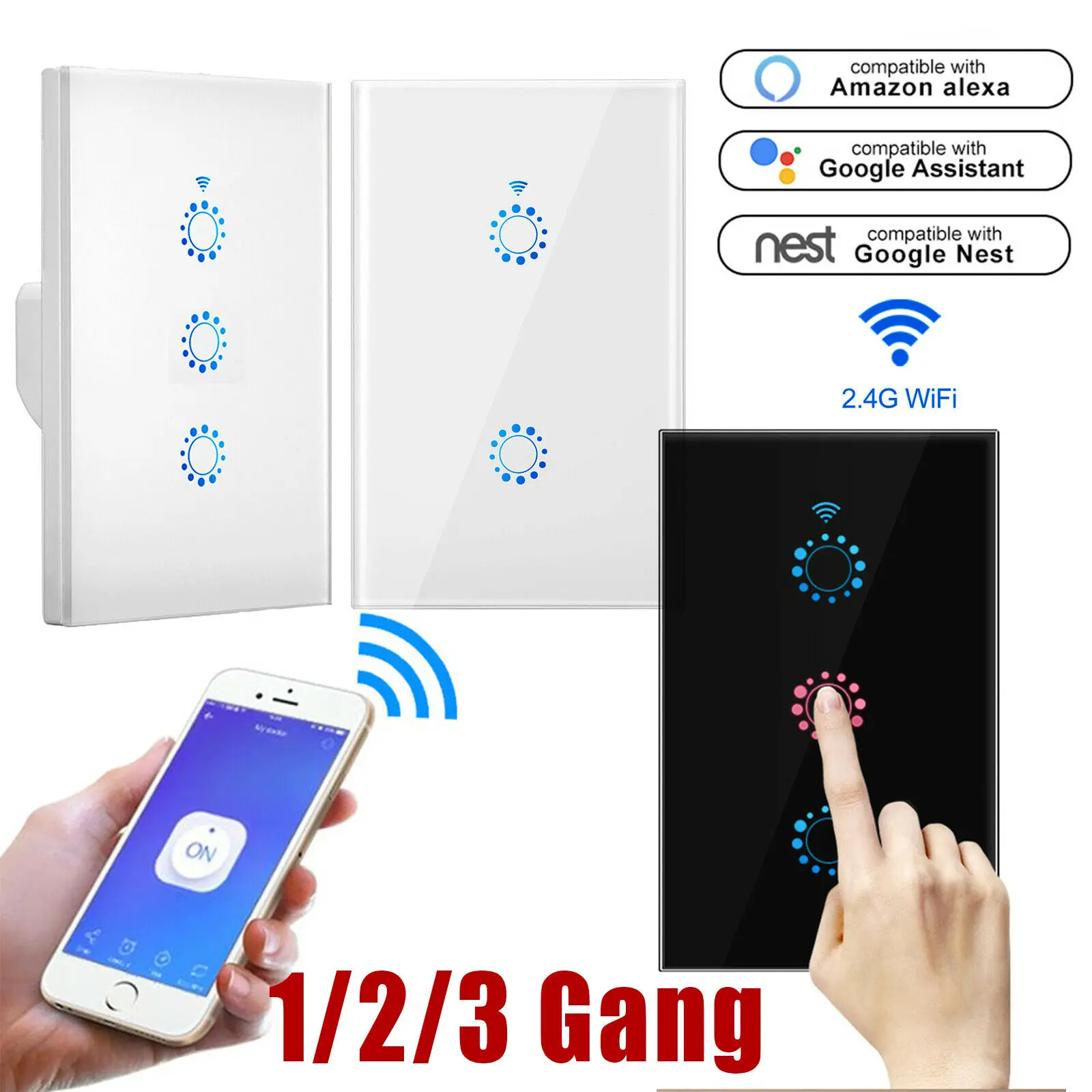 

Сенсорный смарт-выключатель 1/2/3 Gang с поддержкой Wi-Fi