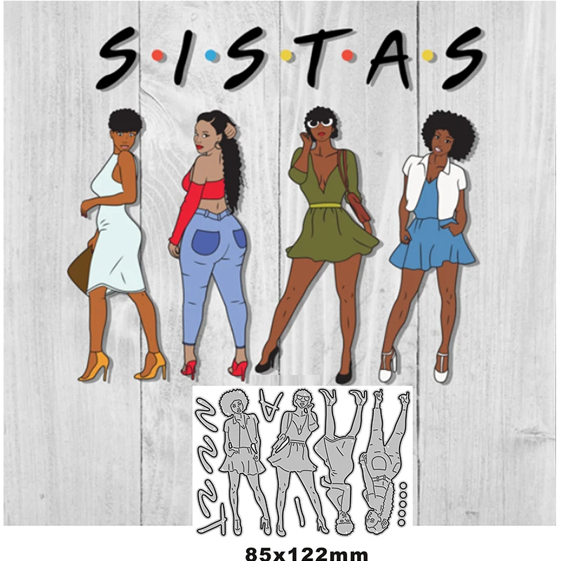 

2022 Новые Красивые африканские женщины слова металлические Вырубные штампы для скрапбукинга бумаги и изготовления карт тиснение Декор без ...