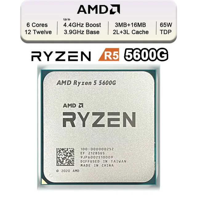 AMD Ryzen 5 5600G R5 5600G 3.9GHz Six-Core Twelve-Thread 65W CPU Processor L3=16M 100-000000252 Socket AM4 new but no fan 3