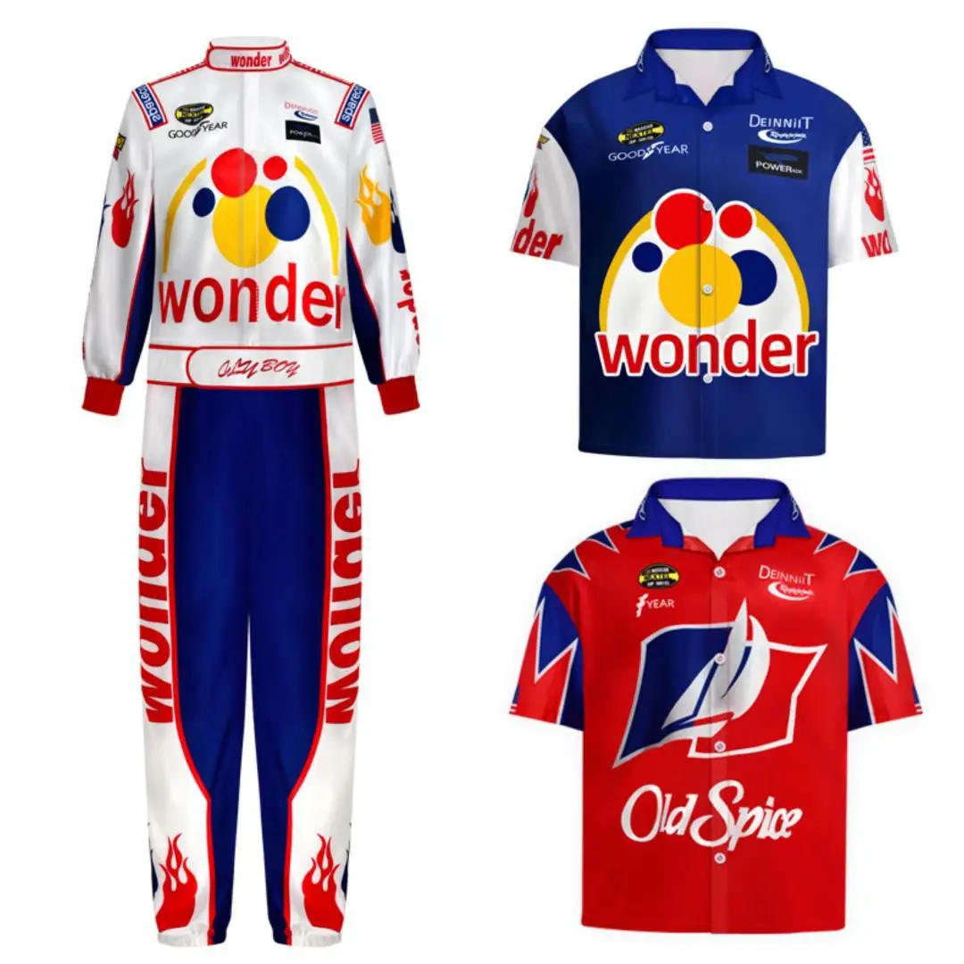 Аниме Taradgar Night Ricky Bobby рубашка с короткими рукавами гоночный костюм со шляпой