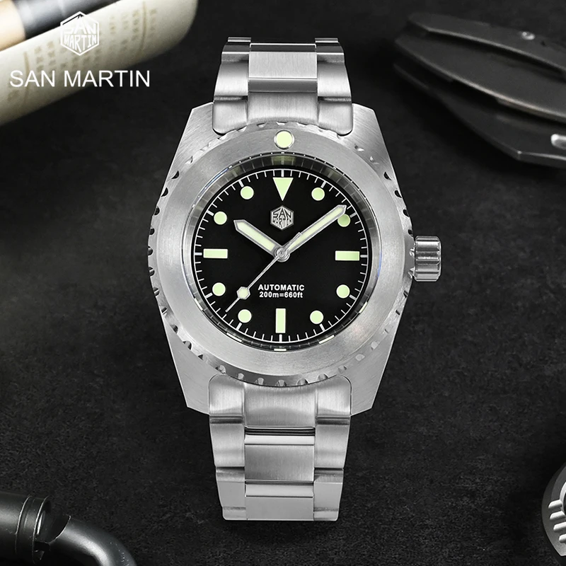 

San Martin Men Watch Retro Diver Watches Middle Ages Style Classic Vintage Miyota Self-winding Mechanical Watches 20Bar Luminous