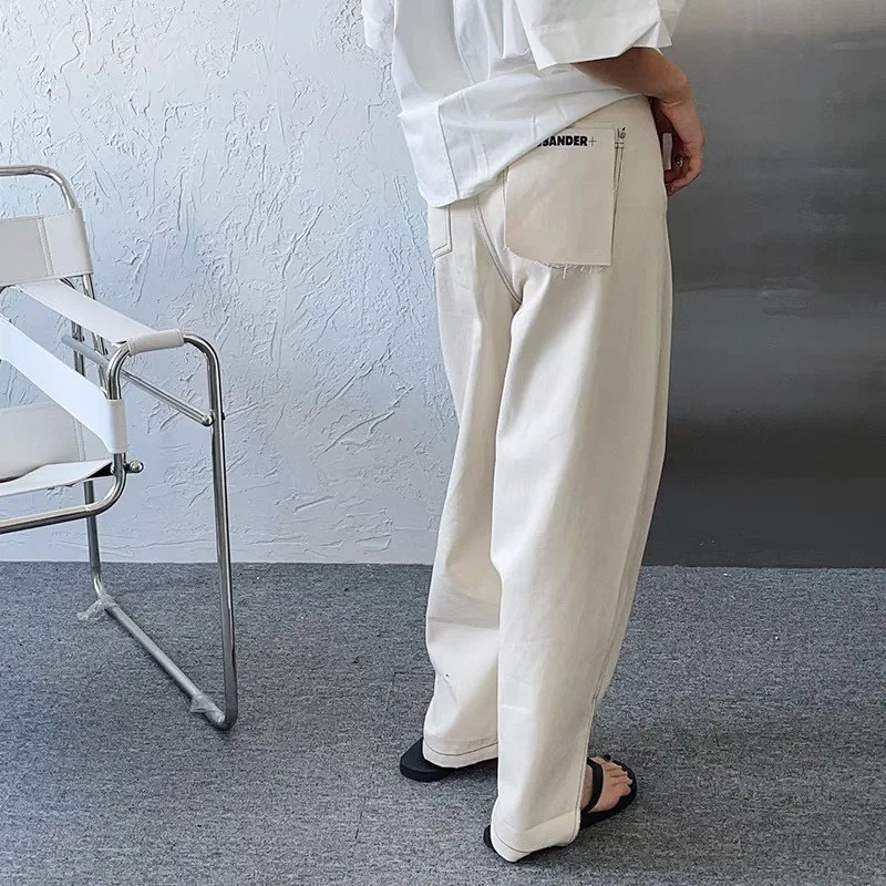 

JilS@ander Summer/Autumn Women Pants Wide Leg Solid Color Pocket High Waist Fasten Button Casual High Street