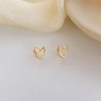 2022 korea silver color metal geometric heart ear cuff stackable simple c shape ear clip earrings for women aesthetic jewelry