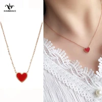 xiaoboacc titanium steel heart choker necklace for women fashion pendant neck chains jewelry