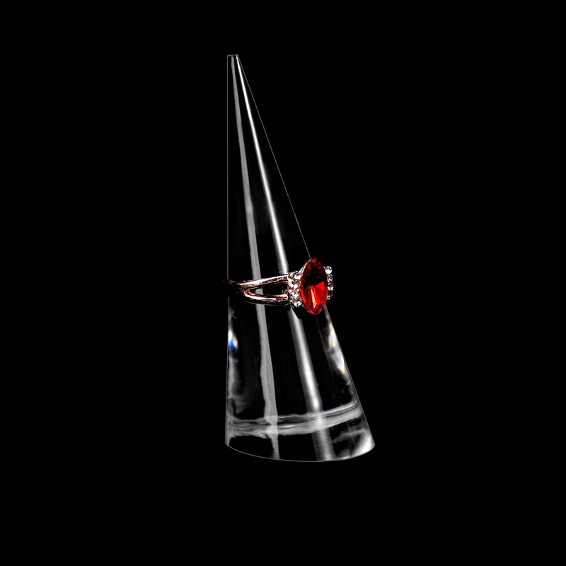 10PCS Acrylic Ring Display Plexiglass Solid Cone Shape Ring Rack Jewelry Showcase Display Stand, (Clear,White,Black,Frosted)