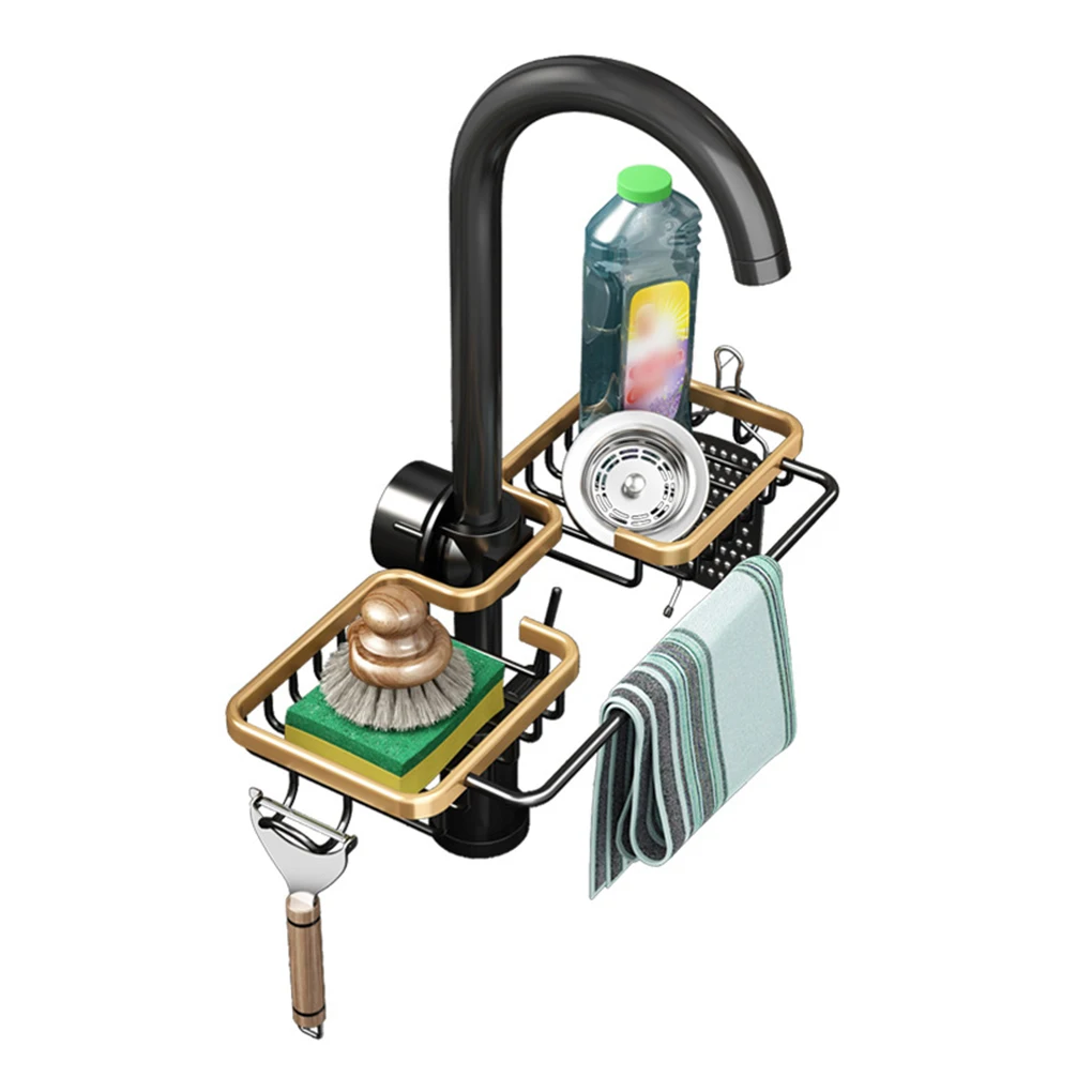 

Сливная стойка для кухонной раковины, бытовые металлические крафтовые дренажные стойки, держатель для хранения смесителя, органайзер, подс...