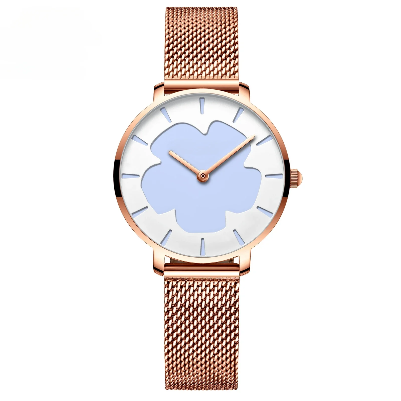 

TEVIST New Black Technology Magic Flower Change Color in the Sun Stainless Steel Mesh Band Japan Quartz Watches for Women